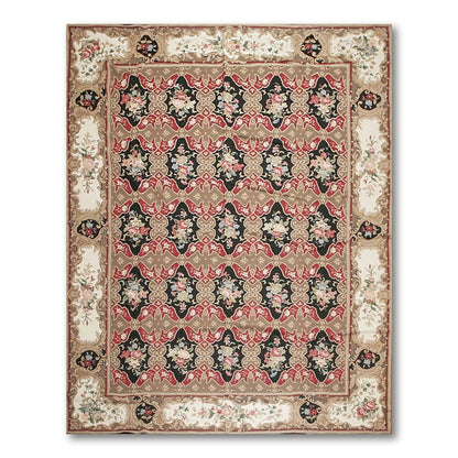 9x12 Brown Hand woven Wool French Flatweave Needlepoint Oriental Area Rug